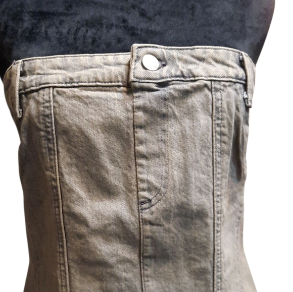 NWT Zara Blue Denim Tan Strapless Denim Corset M - Picture 5 of 9